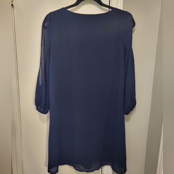 Lulus Shifting Dears Navy Blue Long Sleeve Dress Size Medium - Picture 9 of 12
